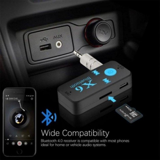 Бездротовий адаптер Bluetooth FM модулятор аудіо ресівер BT-X6
