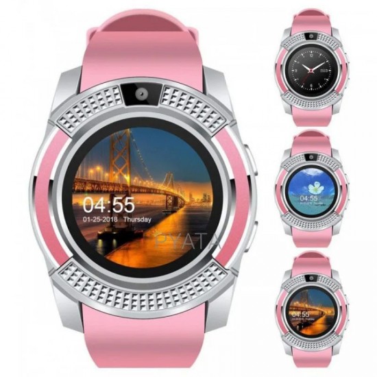 Розумний смарт-годинник Smart Watch V8. рожевий Pro Opt