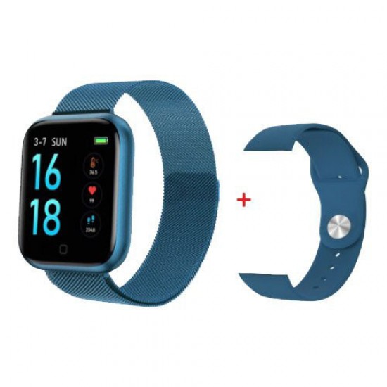 Smart Watch T80S, два браслети, температура тіла, тиск, оксиметр. синій Pro Opt