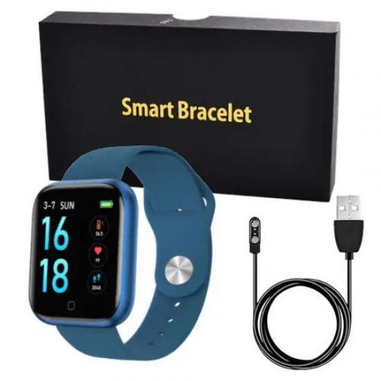 Smart Watch T80S, два браслети, температура тіла, тиск, оксиметр. синій Pro Opt