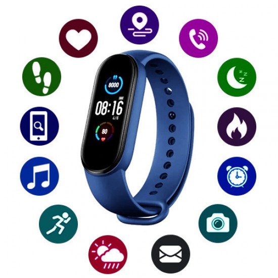 Фітнес браслет Smart Watch M5 Band Classic Black смарт годинник-трекер. синій Pro Opt