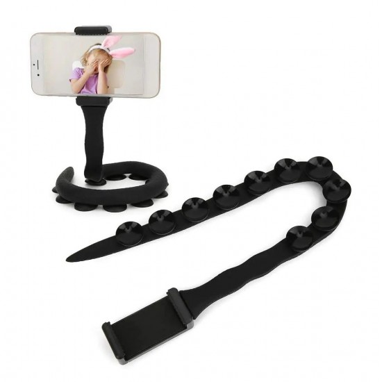 Гнучкий тримач для телефону Cute Worm Lazy Holder із присосками чорний Pro Opt