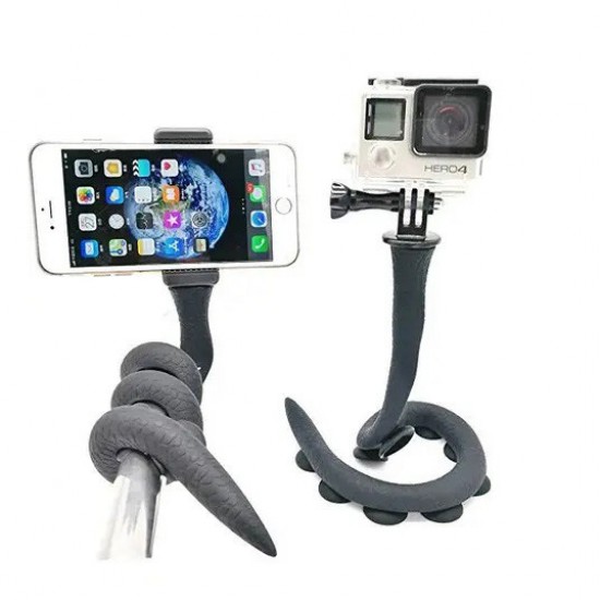 Гнучкий тримач для телефону Cute Worm Lazy Holder із присосками чорний Pro Opt