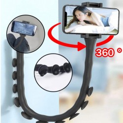 Гнучкий тримач для телефону Cute Worm Lazy Holder із присосками чорний Pro Opt
