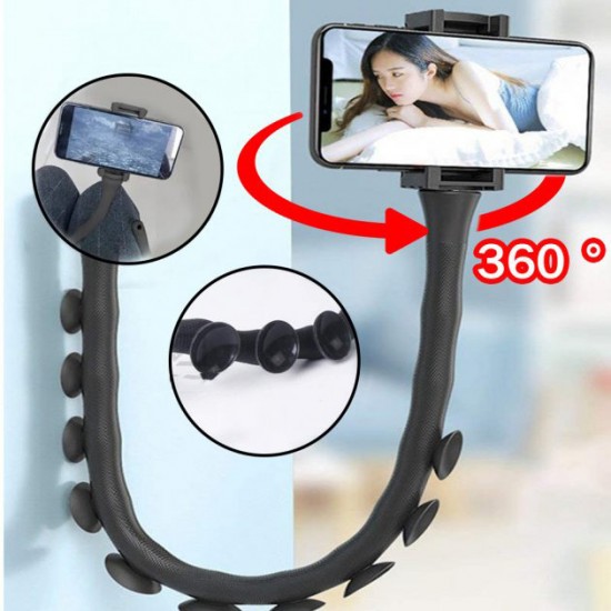 Гнучкий тримач для телефону Cute Worm Lazy Holder із присосками чорний Pro Opt