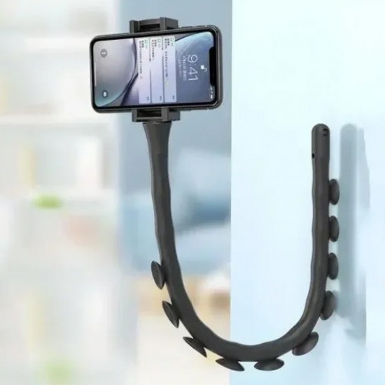 Гнучкий тримач для телефону Cute Worm Lazy Holder із присосками чорний Pro Opt