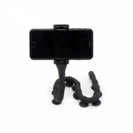 Гнучкий тримач для телефону Cute Worm Lazy Holder із присосками чорний Pro Opt