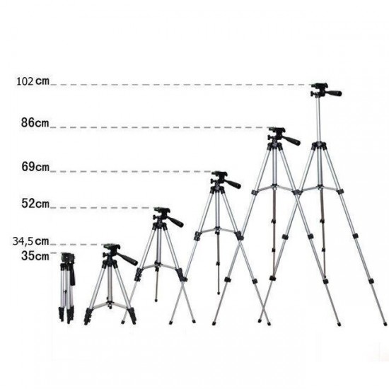 Трипод штатив для телефону для фотоапарата Tripod 3110 версія PRO портативний 035-102м висота срібло Pro Opt