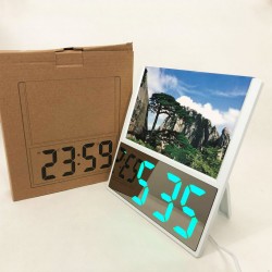 Електронний годинник DS-6608 будильник цифровий з фоторамкою зелене підсвічування білий Pro Opt
