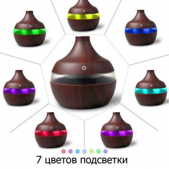 Зволожувач повітря HLV Air Purifier KPY-25S Dark Wooden аромадифузор з підсвічуванням стиль темне дерево Pro Opt
