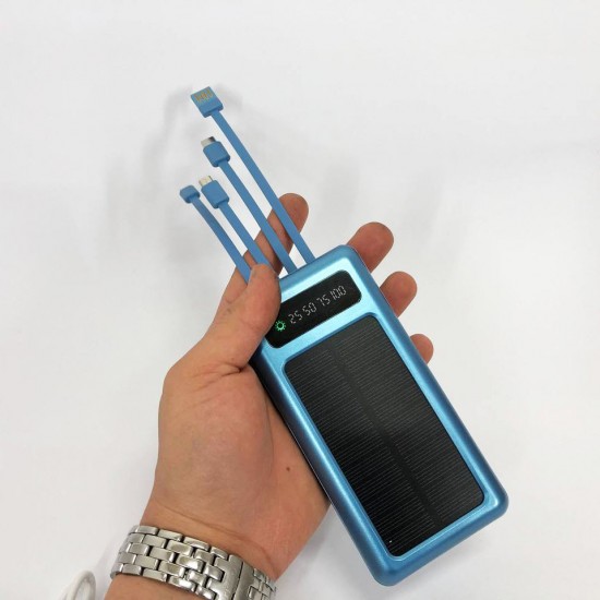 Портативний зарядний пристрій на 10000mAh, Power Bank на сонячній батареї, заряджання. синій Pro Opt