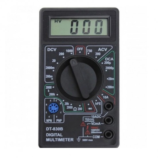 Мультиметр Digital DT-830B тестер цифровий вимірювач з проводами чорний