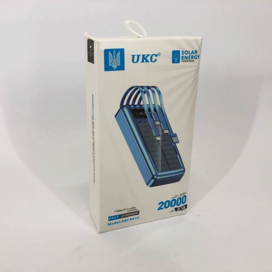 Зарядний пристрій Павербанк 20000mAh Power Bank на сонячній батареї для планшета телефону (чорний) Pro Opt
