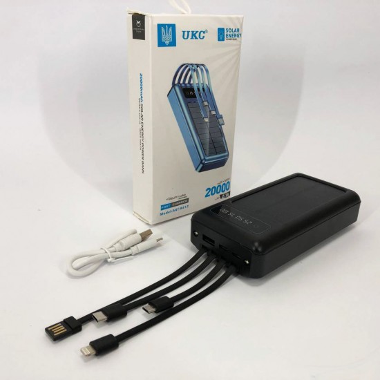 Зарядний пристрій Павербанк 20000mAh Power Bank на сонячній батареї для планшета телефону (чорний) Pro Opt
