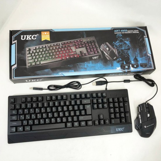 Клавіатура+мишка UKC з LED підсвічуванням від USB M-710, клавіатура ігрова з підсвічуванням та мишкою Pro Opt