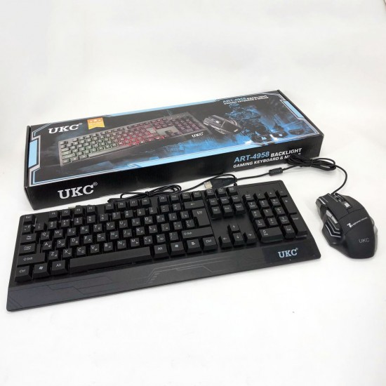 Клавіатура+мишка UKC з LED підсвічуванням від USB M-710, клавіатура ігрова з підсвічуванням та мишкою Pro Opt