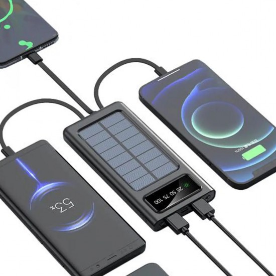 Портативний зарядний пристрій Power Bank на 10000mAh на сонячній батареї (чорний) Pro Opt