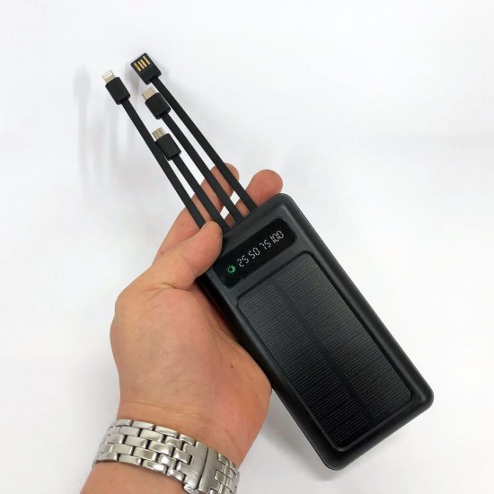 Портативний зарядний пристрій Power Bank на 10000mAh на сонячній батареї (чорний) Pro Opt