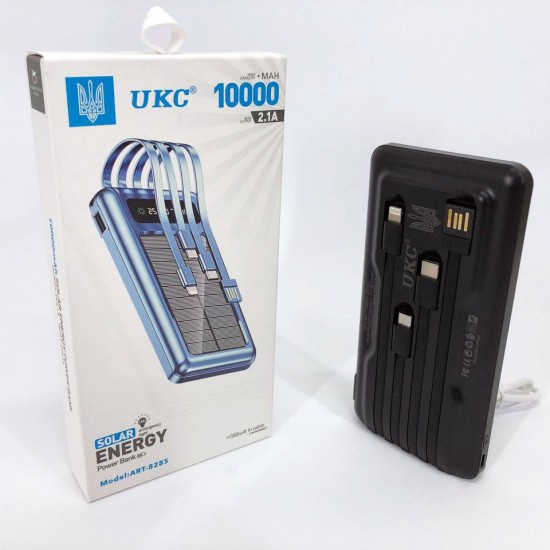 Портативний зарядний пристрій Power Bank на 10000mAh на сонячній батареї (чорний) Pro Opt