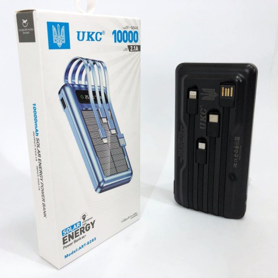 Портативний зарядний пристрій Power Bank на 10000mAh на сонячній батареї (чорний) Pro Opt