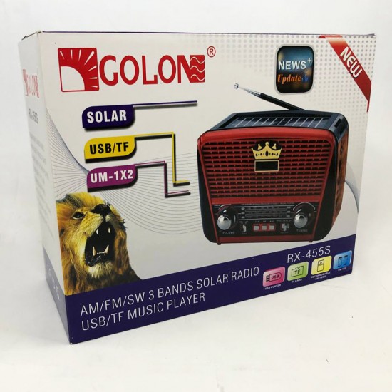 Радіоприймач Golon RX-455S USB/акумулятор сонячна панель. сірий Pro Opt