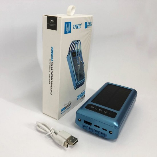 Портативний зарядний пристрій на 20000mAh, Power Bank на сонячній батареї, для планшета. синій Pro Opt