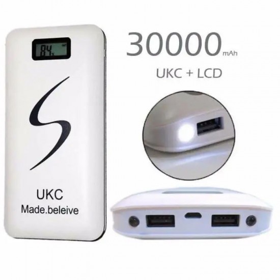 Портативне мобільне заряджання Power Bank 30000/9600mAh UKC, Умб зарядне power bank. білий Pro Opt