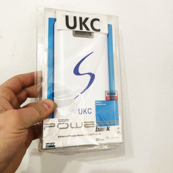 Портативне мобільне заряджання Power Bank 30000/9600mAh UKC, Умб зарядне power bank. білий Pro Opt