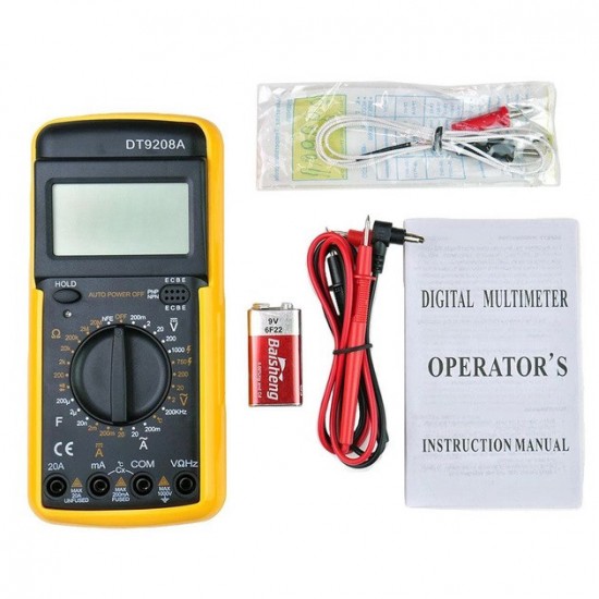 Цифровий мультиметр Digital DT-9208A універсальний тестер для дому з ніжкою проводами