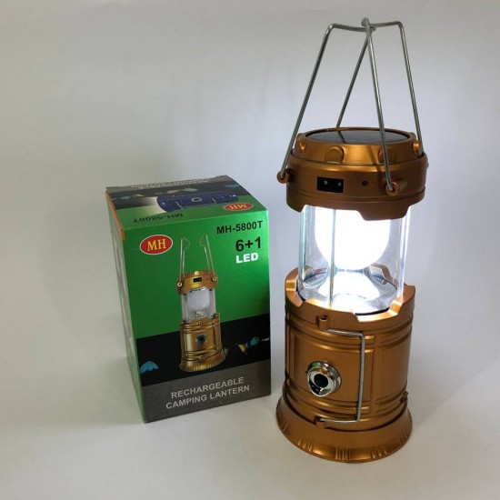 Туристичний автономний LED ліхтар CAMPING MH-5800T 6D на сонячній батареї (6+1 LED) коричневий Pro Opt