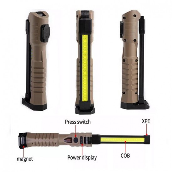 Ліхтарик Power Bank світлодіодний WL-08 XPE TR50 COB червоний + білий + жовтий магніт з гачком Pro Opt