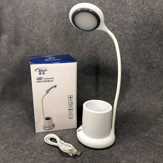 Настільна лампа з USB Delux Tedlux TL-1006 1009 на акумуляторі органайзер світильник гнучкий білий Pro Opt