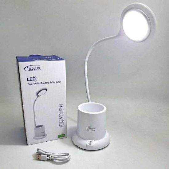 Настільна лампа з USB Delux Tedlux TL-1006 1009 на акумуляторі органайзер світильник гнучкий білий Pro Opt
