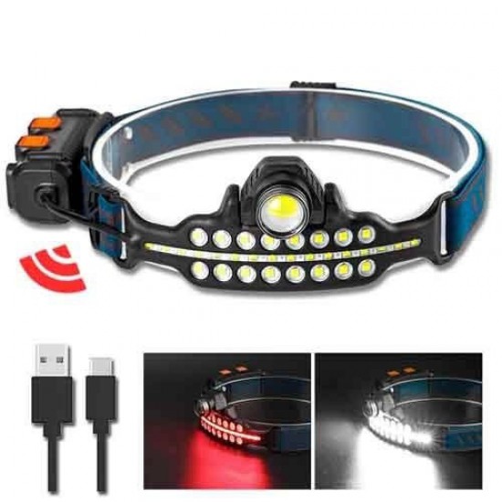 Потужний ліхтар налобний BL-W690-LTS TD90 SMD white+red сенсорний датчик руху Pro Opt