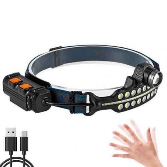 Потужний ліхтар налобний BL-W690-LTS TD90 SMD white+red сенсорний датчик руху Pro Opt