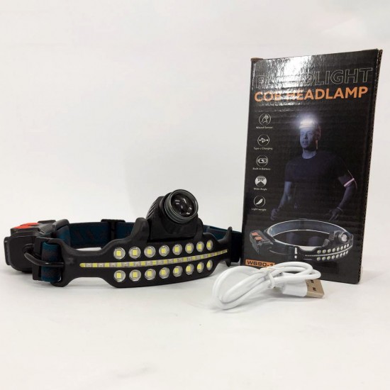 Потужний ліхтар налобний BL-W690-LTS TD90 SMD white+red сенсорний датчик руху Pro Opt