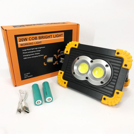 Прожектор ліхтар X-Balog L802-20W TR50 2COB+1W туристична лампа Pro Opt