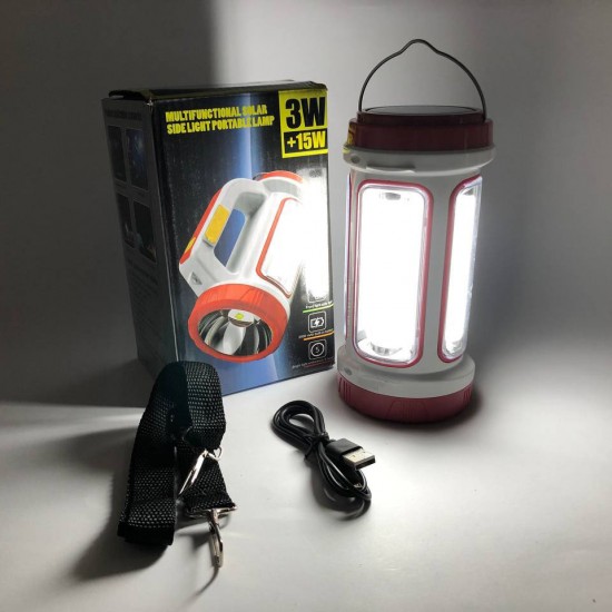Ліхтарик 5158-LED TR70 COB на сонячній панелі та power bank червоний Pro Opt