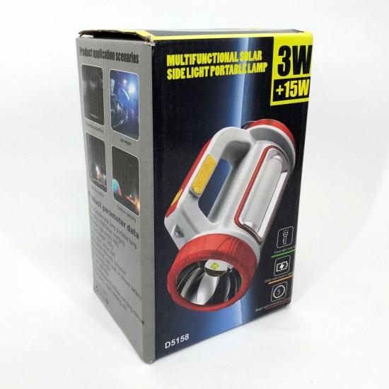 Ліхтарик 5158-LED TR70 COB на сонячній панелі та power bank червоний Pro Opt