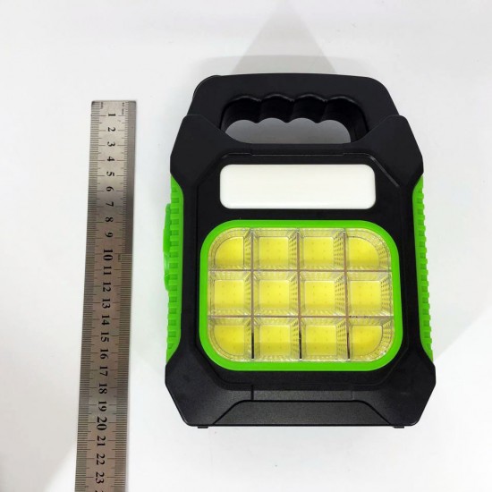 Переносний ліхтар JY-978D-LED+12COB T12T з акумулятором power bank світлодіодний прожектор зелений Pro Opt