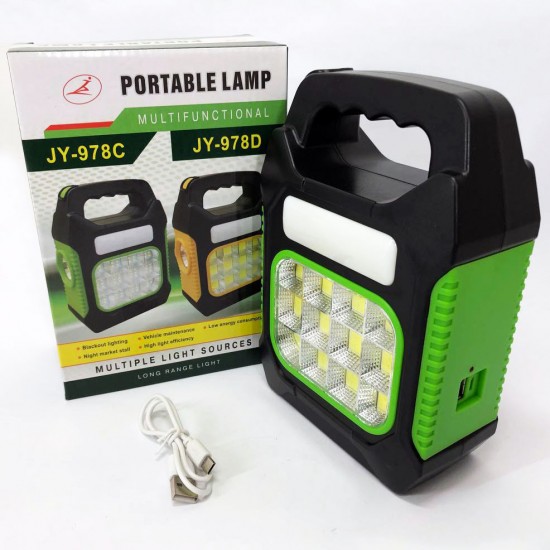 Переносний ліхтар JY-978D-LED+12COB T12T з акумулятором power bank світлодіодний прожектор зелений Pro Opt