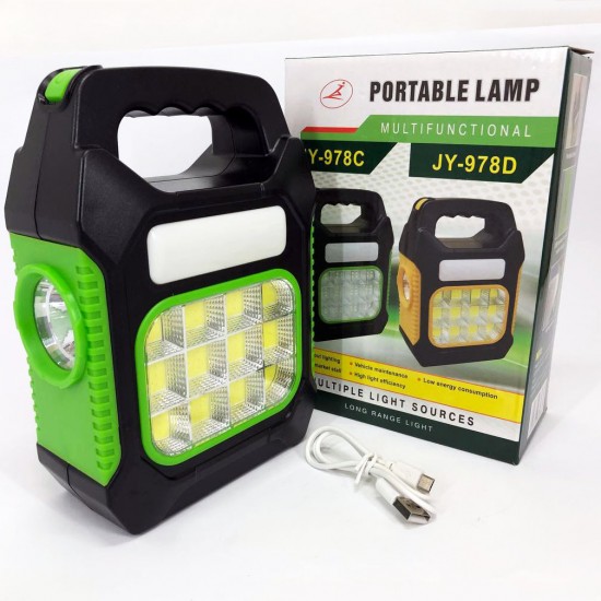 Переносний ліхтар JY-978D-LED+12COB T12T з акумулятором power bank світлодіодний прожектор зелений Pro Opt