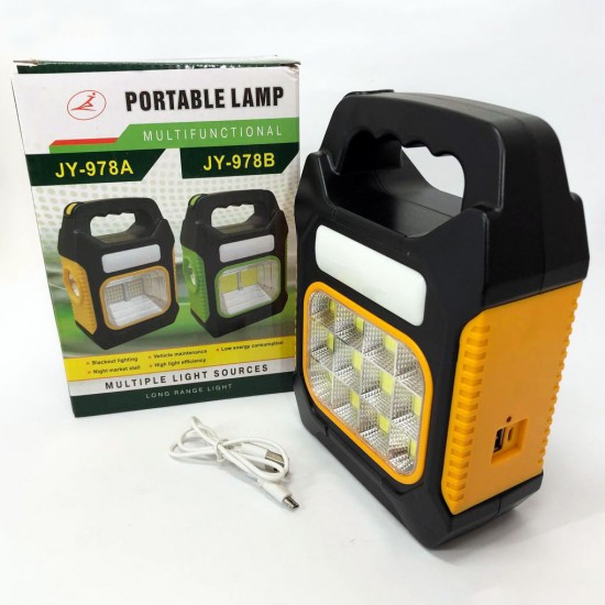 Ліхтарик JY-978D-LED+12COB 966 R світлодіодний з power bank прожектор жовтий Pro Opt