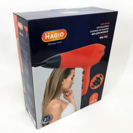 Фен для волосся MAGIO MG-152 2200 Вт 3 режими температури помаранчевий Pro Opt