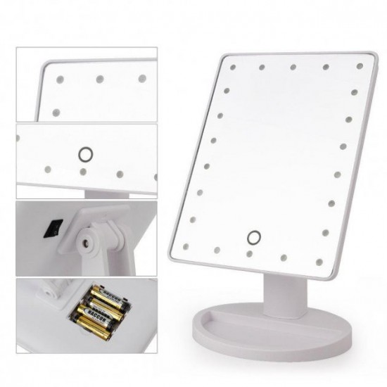 Дзеркало для макіяжу з 16 LED підсвічуванням Mirror White. білий Pro Opt