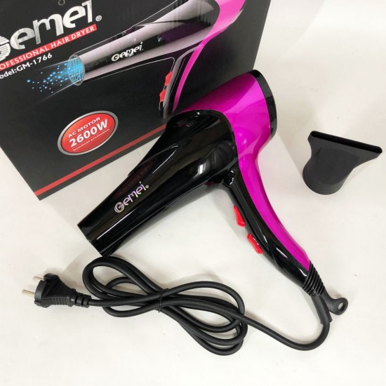 Фен GEMEI GM-1766 2.6кВт. рожевий Pro Opt