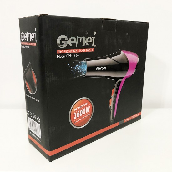 Фен GEMEI GM-1766 2.6 кВт АС. помаранчевий Pro Opt