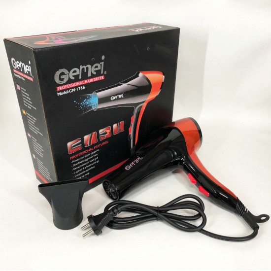 Фен GEMEI GM-1766 2.6 кВт АС. помаранчевий Pro Opt