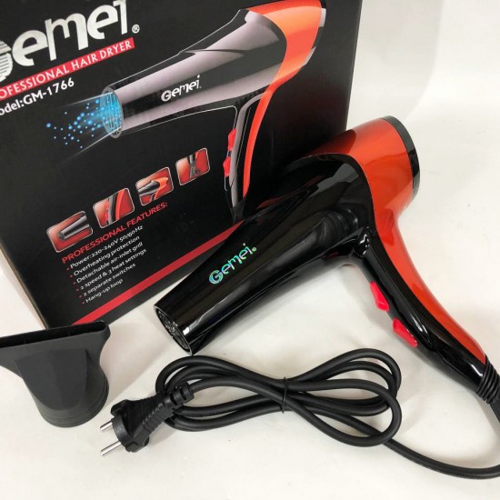 Фен GEMEI GM-1766 2.6 кВт АС. помаранчевий Pro Opt