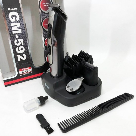 Машинка для стрижки 10в1 GEMEI GM-592, тример для бороди, триммер бездротової. чорний Pro Opt
